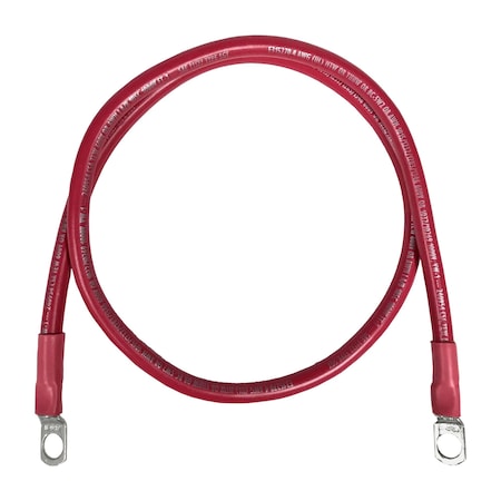 Remington Industries Marine Battery Cable, 4 AWG Gauge, Tinned Copper w/ Red PVC, 48" Length, 5/16" Lugs 4-5MBCRED48